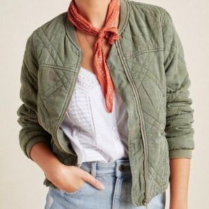 Anthropologie Green Pink Valentine & Quilted Jacket
